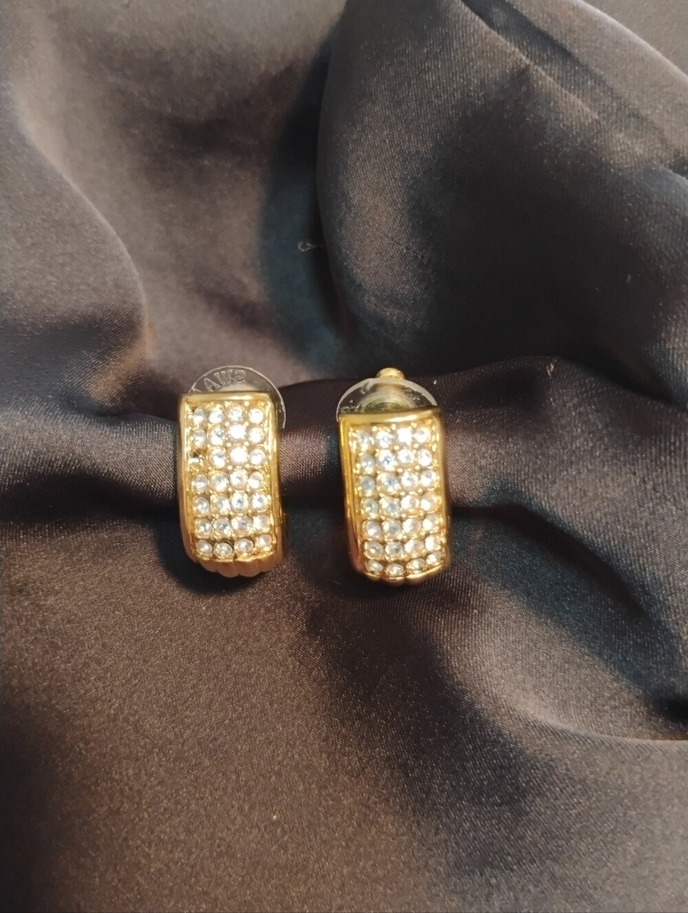 Swarovski Signed Vintage Gold-Toned Crystal Earrings with Post Backs